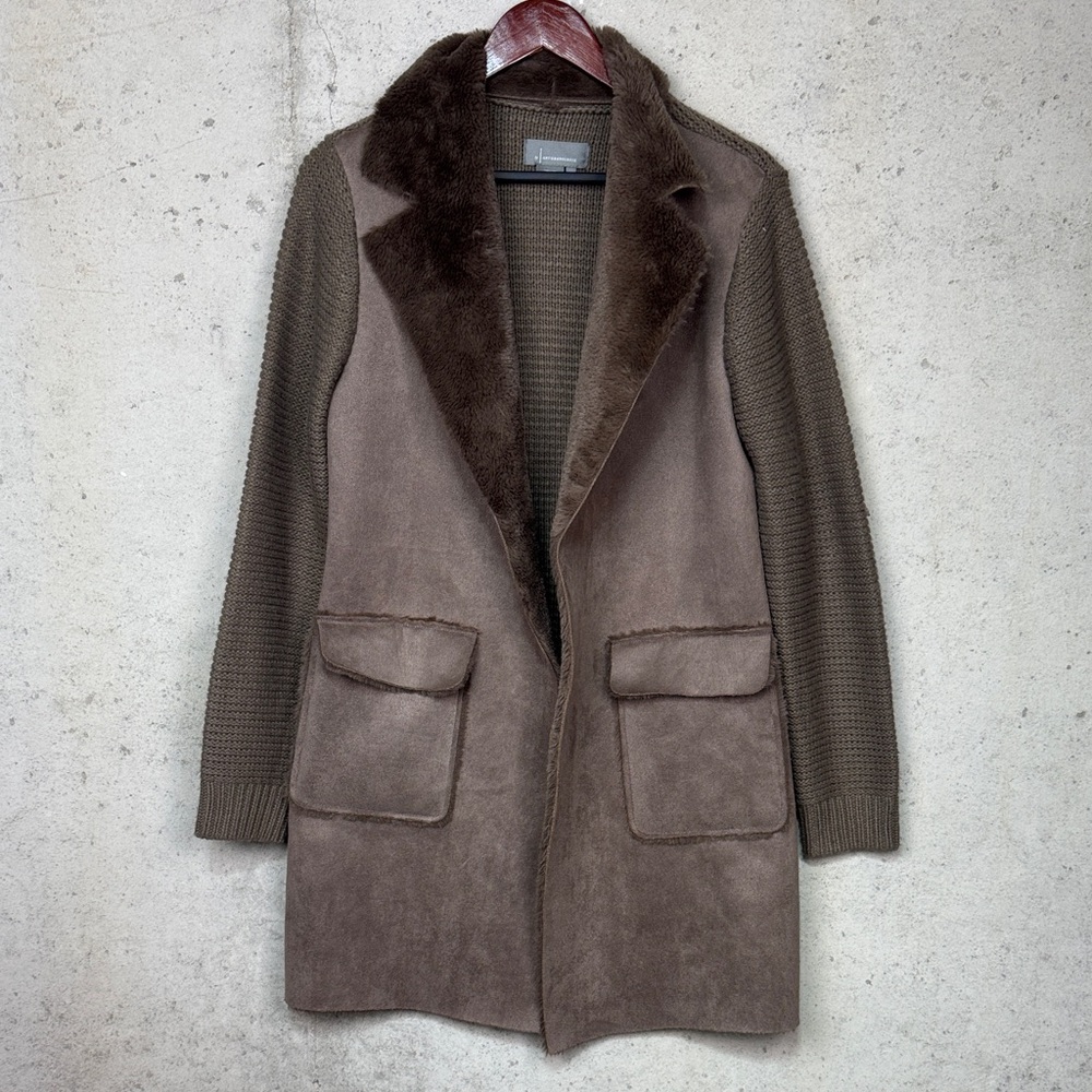 Anthropologie Piper fur lined Sweater Coat Brown, sz M